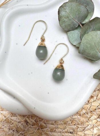 Elegante grüne Aventurin Ohrringe Gold, Tropfenohrringe Edelstahl Vergoldet, Minimalistischer Echtschmuck Damen, Heilstein Geschenk für sie