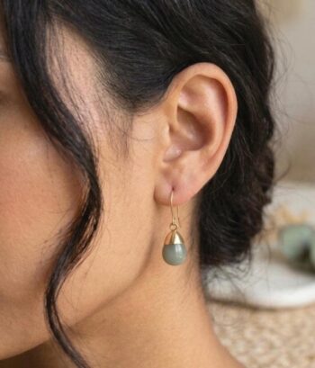Elegante grüne Aventurin Ohrringe Gold, Tropfenohrringe Edelstahl Vergoldet, Minimalistischer Echtschmuck Damen, Heilstein Geschenk für sie