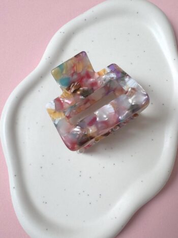 Pastel Harz Haarklammer mit schönem Muster | Acetate Haarspange 5,0 cm | süßes Haar-Accessoire für Frauen & Mädchen, Geschenk für Sie