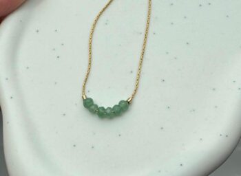 Minimalistische Kette mit Aventurin | Vergoldeter Edelstahlschmuck | Handgemacht | Boho Kette Geschenk für Sie