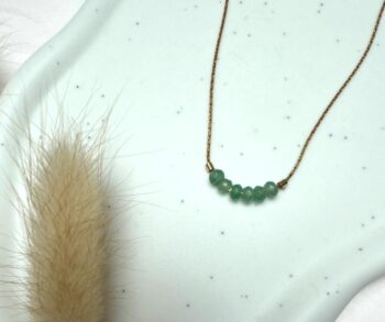 Minimalistische Kette mit Aventurin | Vergoldeter Edelstahlschmuck | Handgemacht | Boho Kette Geschenk für Sie