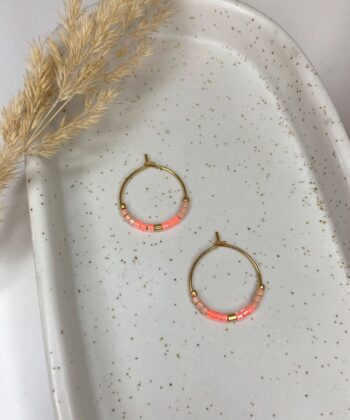 Feine Miyuki Creolen aus vergoldetem Edelstahl, Feine Boho Ohrringe, bunte Creolen, schlichte Ohrringe, Trauzeugin Geschenk, Edelstahl Gold