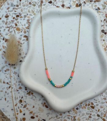 Zierliche Miyuki Kette, Feine Boho Kette, Layering Kette, bunte, schlichte, minimalistische Kette, Brautjungfern Geschenk, Edelstahl Gold