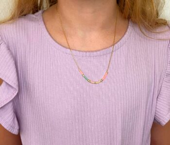 Zierliche Miyuki Kette, Feine Boho Kette, Layering Kette, bunte, schlichte, minimalistische Kette, Brautjungfern Geschenk, Edelstahl Gold