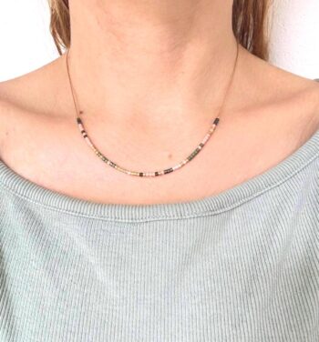 Zierliche Miyuki Kette, Feine Boho Kette, Layering Kette, bunte, schlichte, minimalistische Kette, Brautjungfern Geschenk, Edelstahl Gold