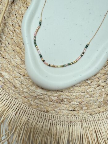 Zierliche Miyuki Kette, Feine Boho Kette, Layering Kette, bunte, schlichte, minimalistische Kette, Brautjungfern Geschenk, Edelstahl Gold