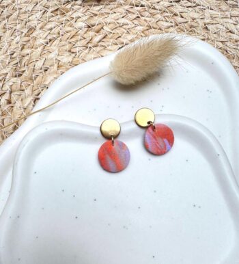 Handgemachte Ohrringe aus Clay und Edelstahl | Runde Statement-Ohrringe | Minimalistische Statement Ohrringe | Geschenk | Wasserfest (2)