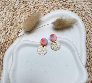 Handgemachte Ohrringe aus Clay und Edelstahl | Runde Statement-Ohrringe | Minimalistische Statement Ohrringe | Geschenk | Wasserfest