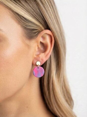 Handgemachte Ohrringe aus Clay und Edelstahl | Runde Statement-Ohrringe | Minimalistische Statement Ohrringe | Geschenk | Wasserfest | Neon